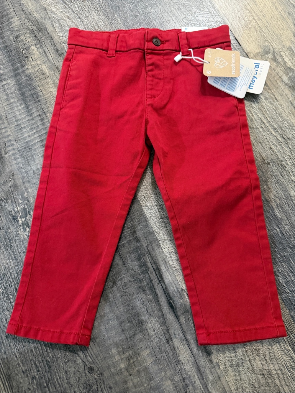NWT Mayoral Red Slim Chino Pants Adjustable Waist Toddler Boys 12M